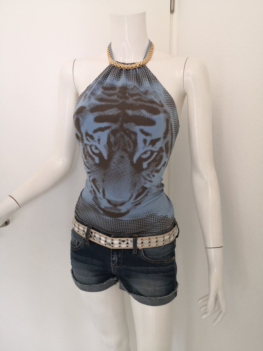 Mango Top: 🤩MANGO TOP HELLBLAU MIT TIGER-DRUCK BRAUN – Nuovo (secondo la descrizione) da Olten venduto da Naja-Twins-Twins 2