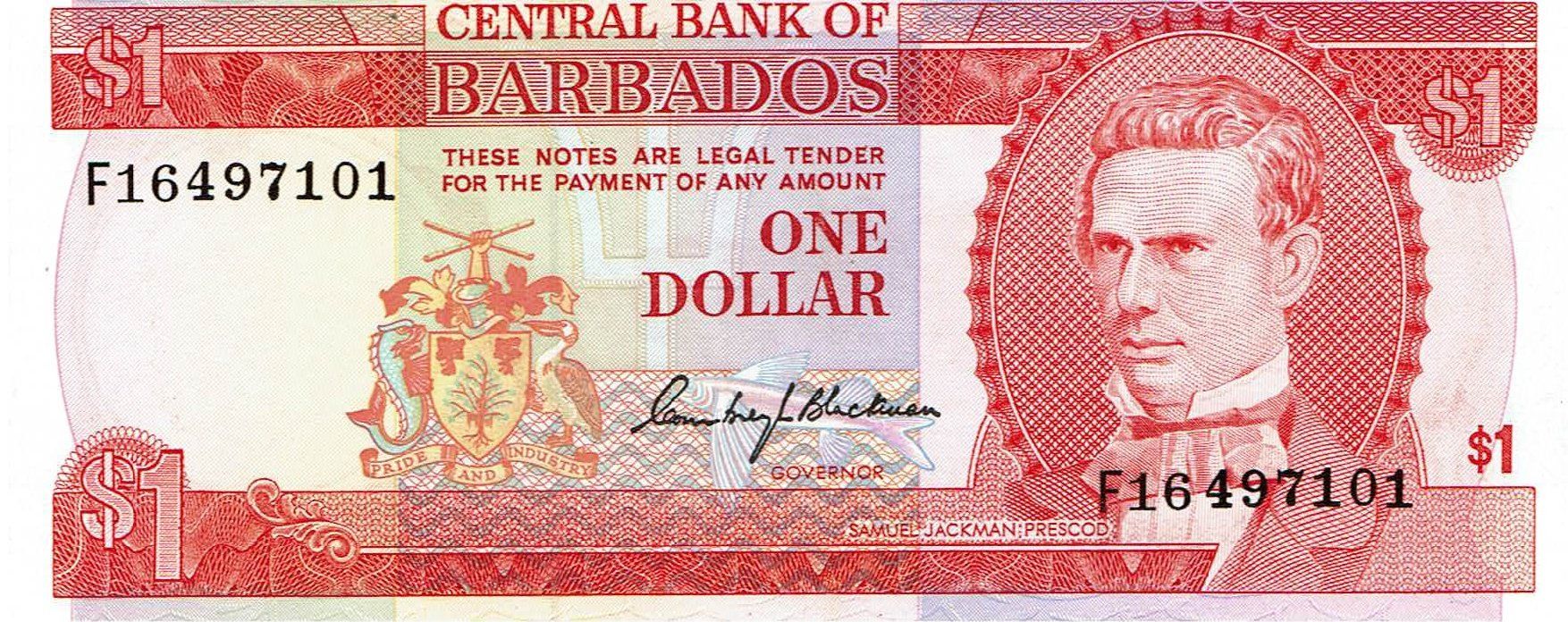 Banknoten: Barbados 1 Dollar 1973 P-29 UNZNr.2 – Neu (gemäss Beschreibung) aus Steffisburg von ber_8htf 1