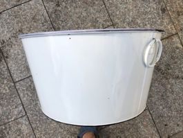 Weisses Zinkeimerli, Vintage, Durchmesser 50 cm.