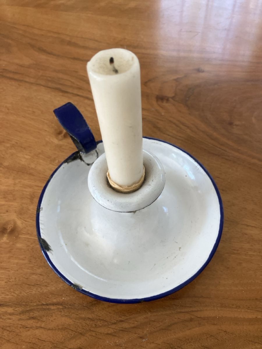 Portacandele: Kerzenhalter Emaille weiss blau – Usato da Bichwil venduto da Bac2 2