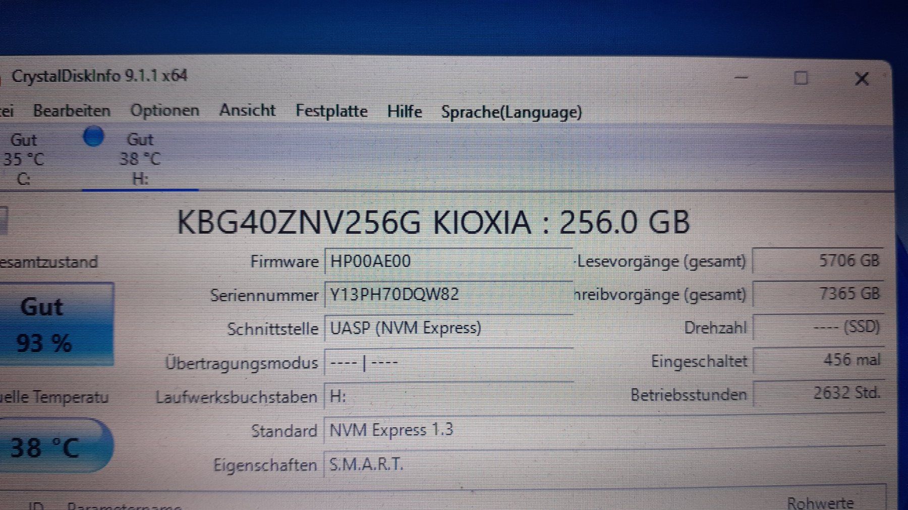 Dischi rigidi: Kioxia 256GB NVMe Notebook – Usato da Chur venduto da Blackbook 2