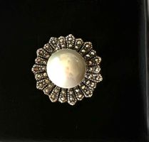 Silber Ring mit Perle und Markasiten Gr. 52
