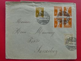 1919, Spätverwendung Ziffermuster Nr.80, BRIEF Chaux-De-FOND