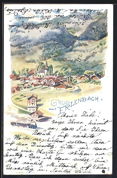 Cartes postales: Litho Erlenbach /Simmental, Totalansicht – D'occasion à Berlin par bartko-reher