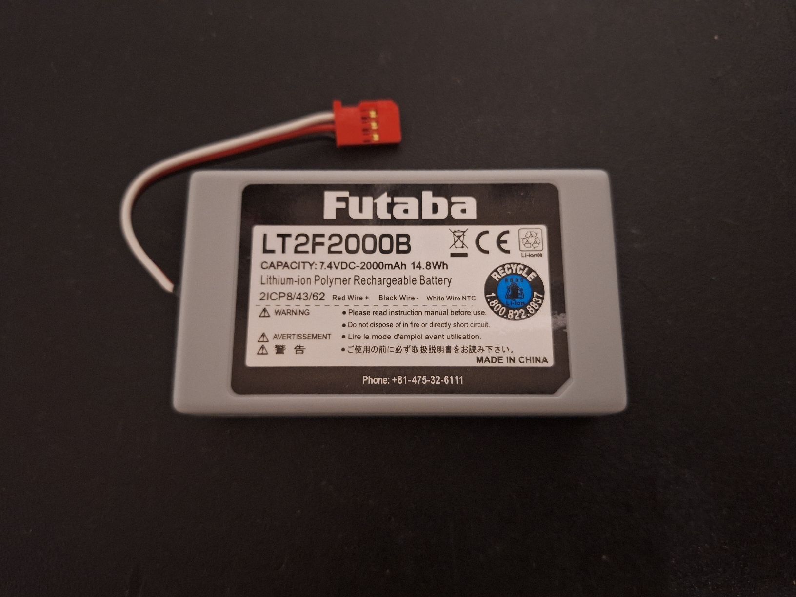Batterie, Caricabatterie & Alimentatori: Batterie Futaba LT2F2000B - peu utilisé – Usato da Missy venduto da Heli1565