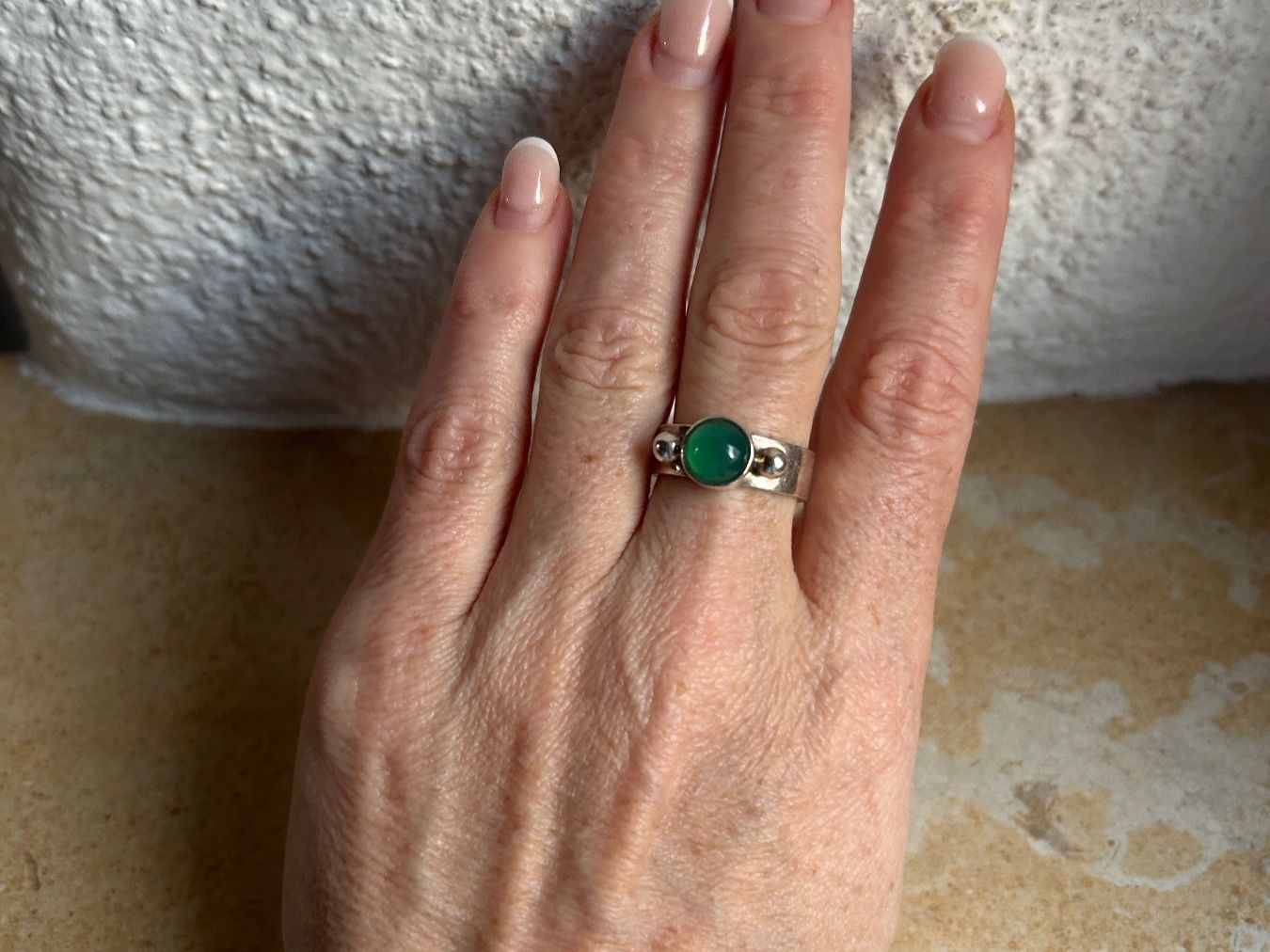 Anelli: Silber Ring mit grünem Stein (Grösse 57) – Usato da Laufen venduto da Bellebellezza 2