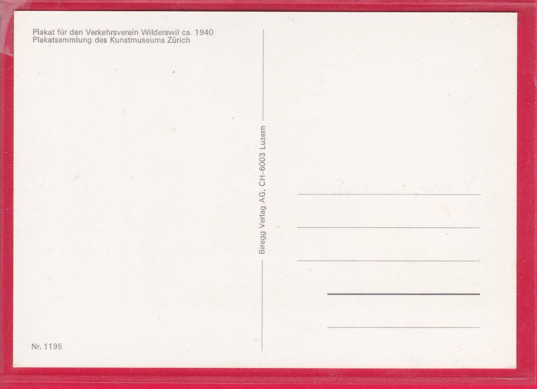 Cartoline postali: WERBEKARTE, WILDERSWIL - INTERLAKEN – Usato da Oberrieden venduto da Gebirgsstelze 1