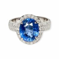 Saphir-Ring 14k Weissgold 3,99ct