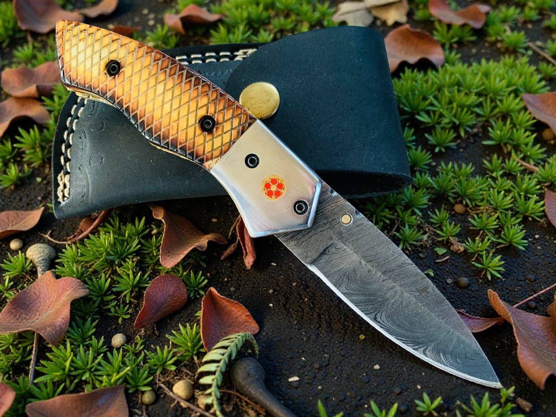Coltelli tascabile: Damast Messer Klappmesser HANDMADE 19cm bergmann No. 01 – Nuovo e nell'imballaggio originale da Bergdietikon venduto da shopAgent 5