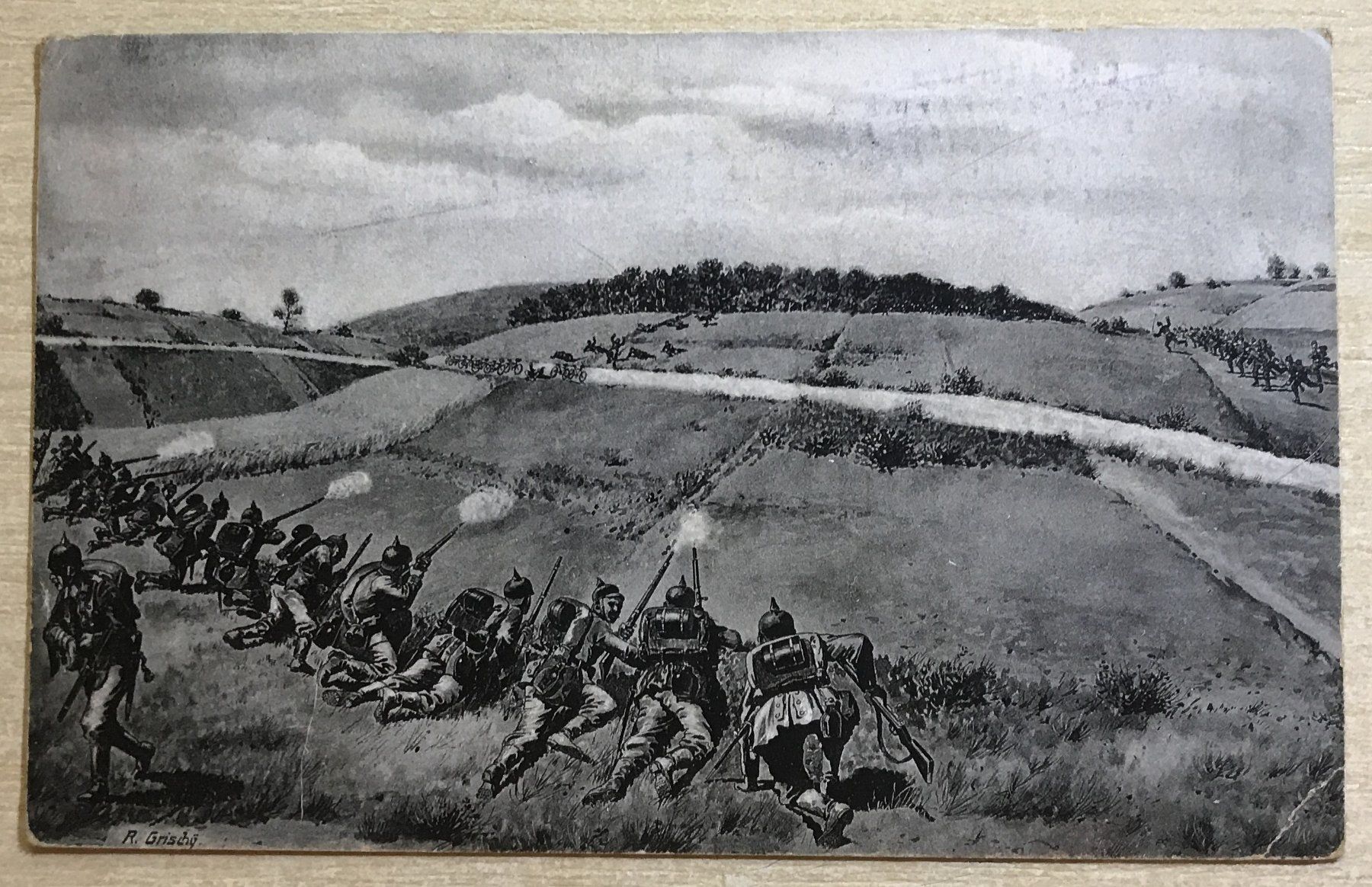 Cartoline postali: FELDPOSTKARTE GEFECHT BEI LAGARDE – Usato da Ostermundigen venduto da Kari1937