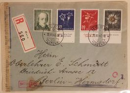 B227) 1943 Pro Juventute Satzbrief mit Tabs Zensurbrief