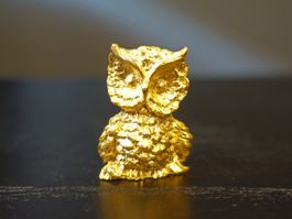 Kleine, goldige Eule aus Metall