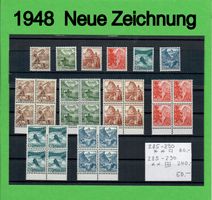 1948 Neue Zeichnung Markensatz 4er.Block + Einzel -Marken **