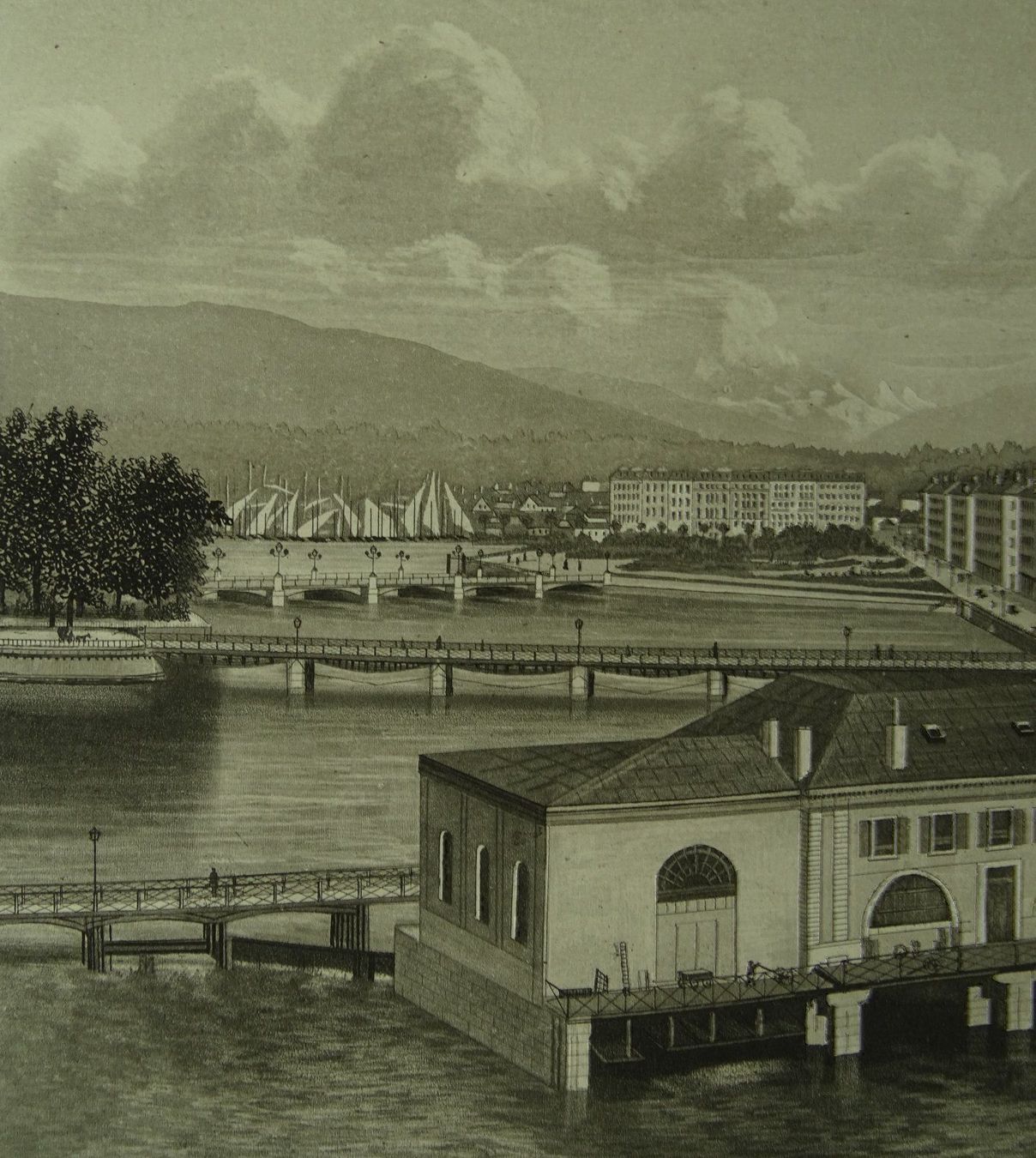 Incisioni: GENF, GENÈVE, AQUATINTA 1865 – Usato da Grüningen venduto da Kartensammler 4