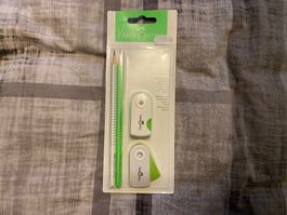 Faber-Castell 2 Blei-Stifte, Anspitzer, Radiergummi neu