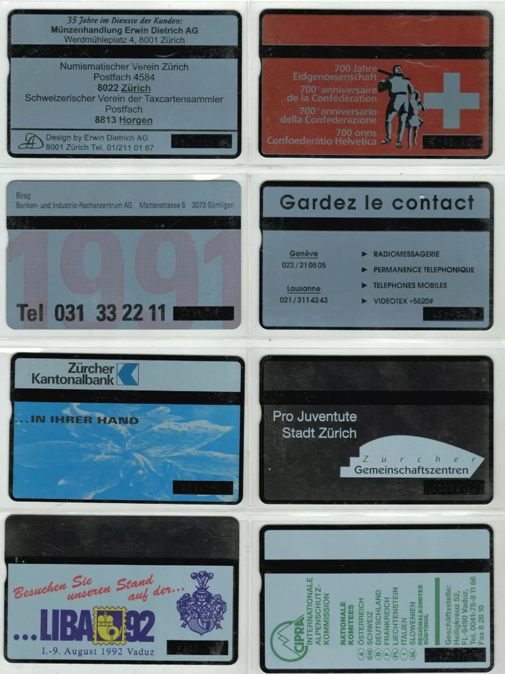 Telefon- & Taxkarten: 8 Taxcards – Gebraucht aus Zürich von Tolima194 1