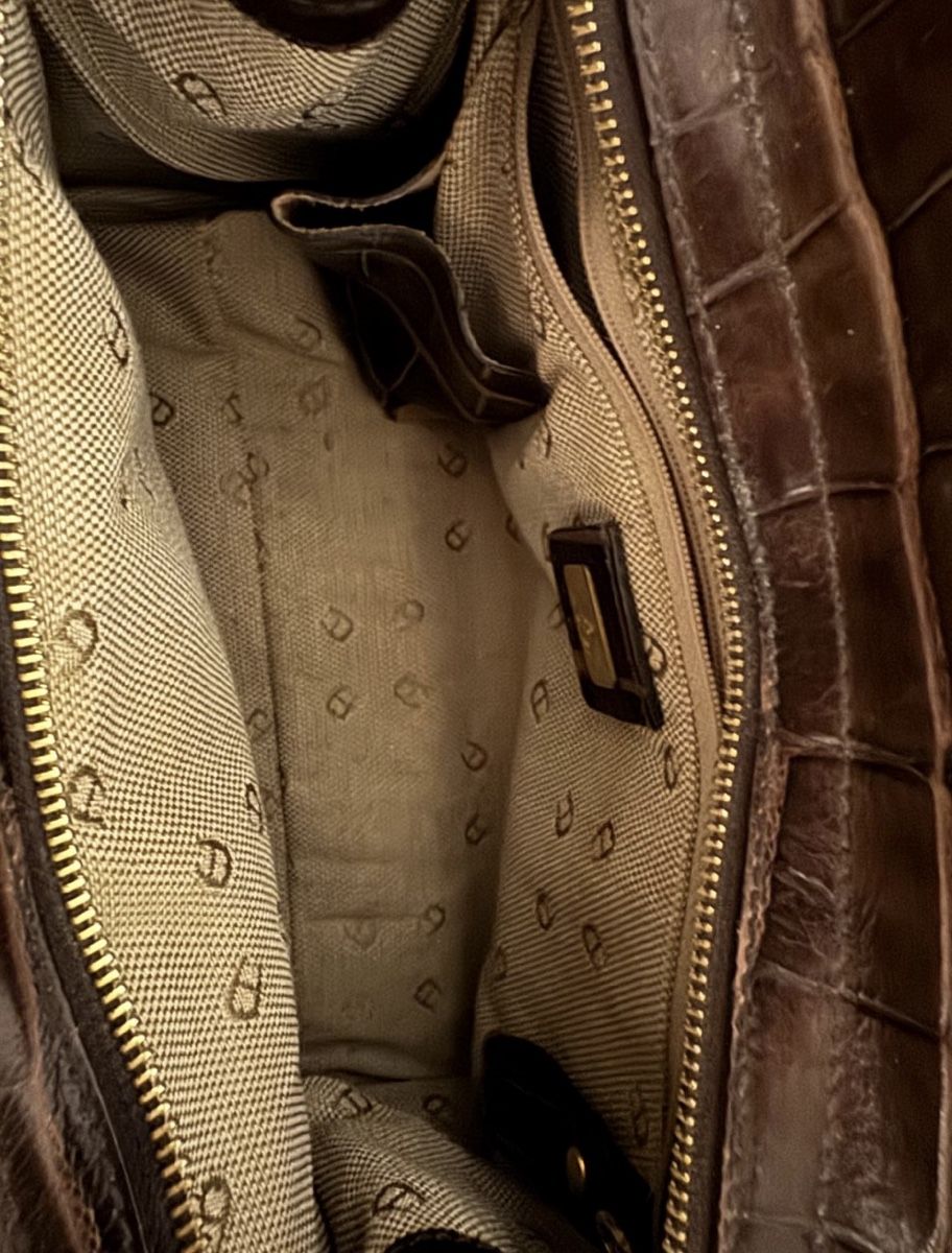 Borse da donna: Aigner Brown Leather Croco Bag, Excellent Condition! – Usato da Rüschlikon venduto da luc_q2tl 3