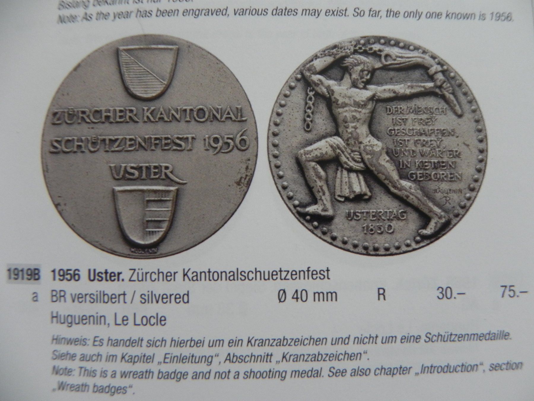 Medaglie: Medaille ZH Kant. Schützenfest Uster – Usato da Siebnen venduto da krimsie 4
