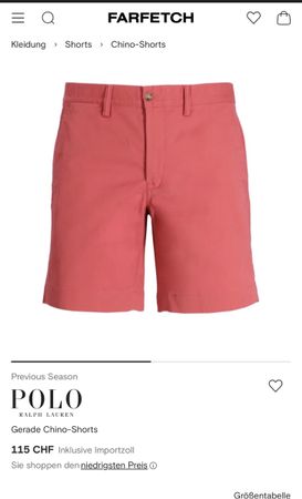 POLO Ralph Lauren Chino-Shorts gerade Farbe Koralle 