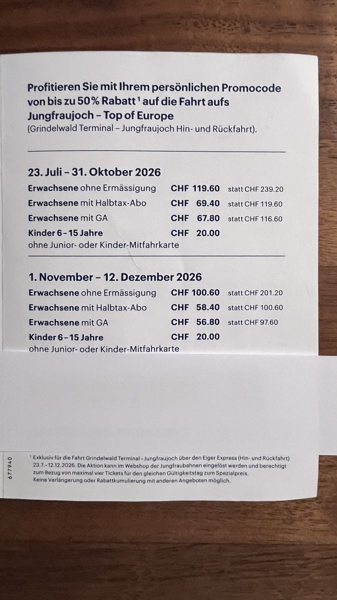 Buoni: Jungfraujoch - Rabatt bis zu 50% – Nuovo (secondo la descrizione) da Ins venduto da trotamunda 2