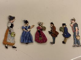 Vintage - Aufnähfiguren,Trachten aus Stoff - 7,5/4,5 cm gr.