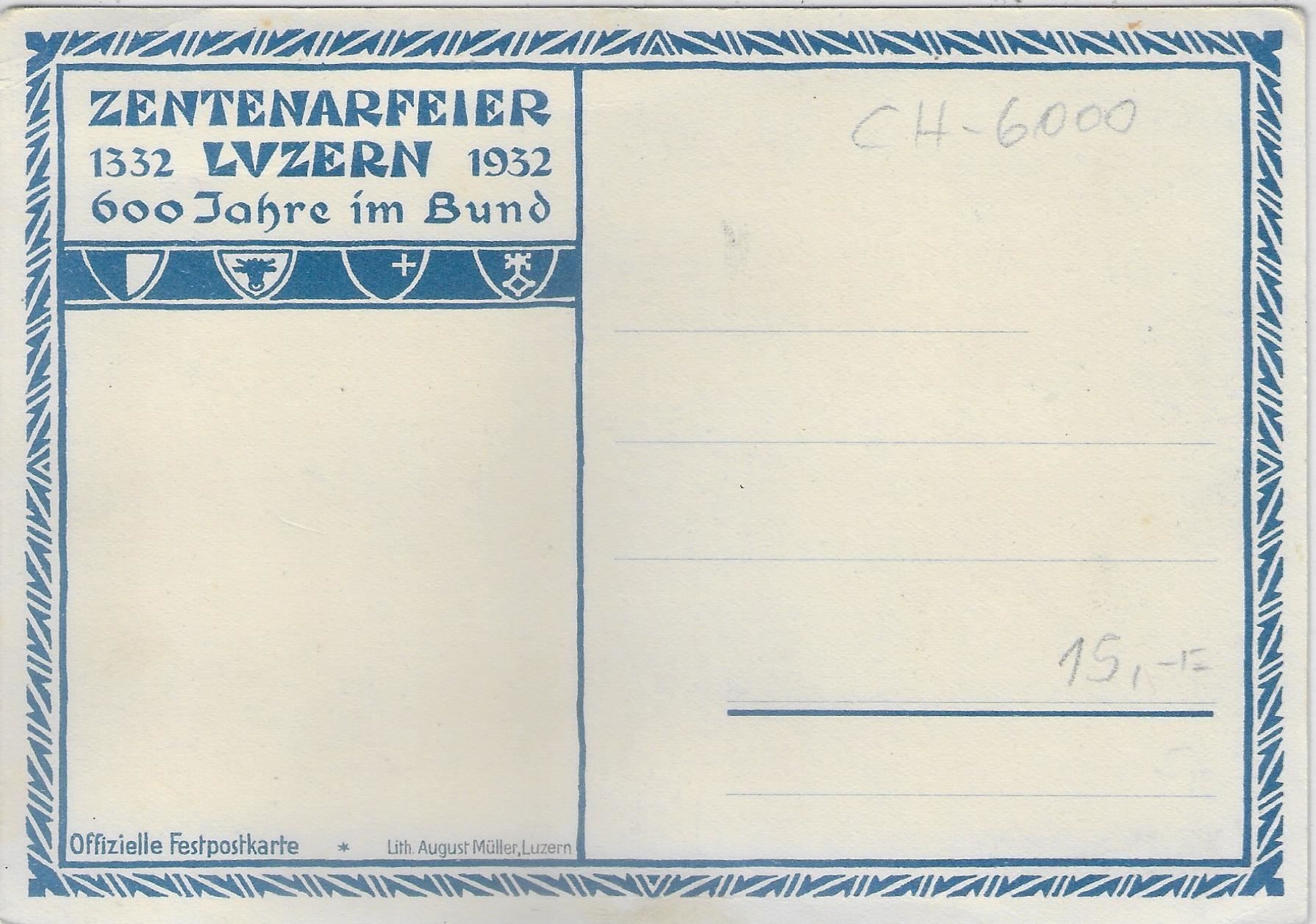Cartoline postali: Zentenarfeier Luzern 1932 – Usato da Ettingen venduto da Kartenplanet 1
