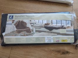 Kuscheliges Kunstfell Teppich, neu,60x90cm, schwarz,waschbar