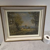 Ölgemälde Landschaft CH Sutter im Holzrahmen gerahmt