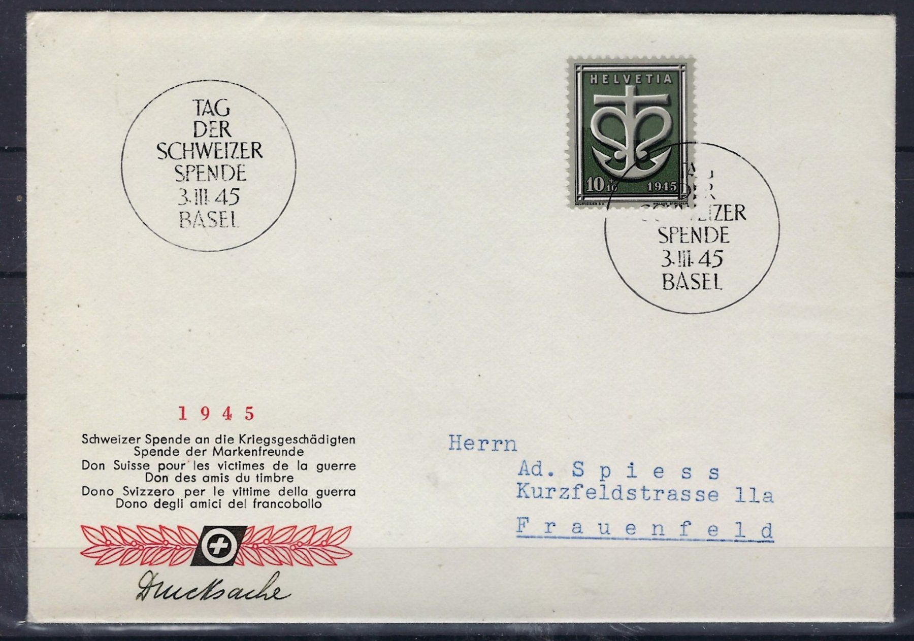 Alle Briefmarken: 1945 Spende Brief  16058 – Gebraucht aus Lunden von Animus999