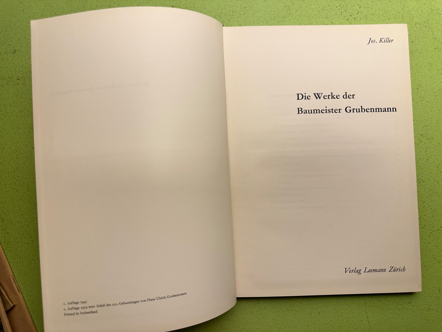 Libri: Jos. Killer: Werke der Baumeister Grubenmann – Usato da Zürich venduto da allp 1