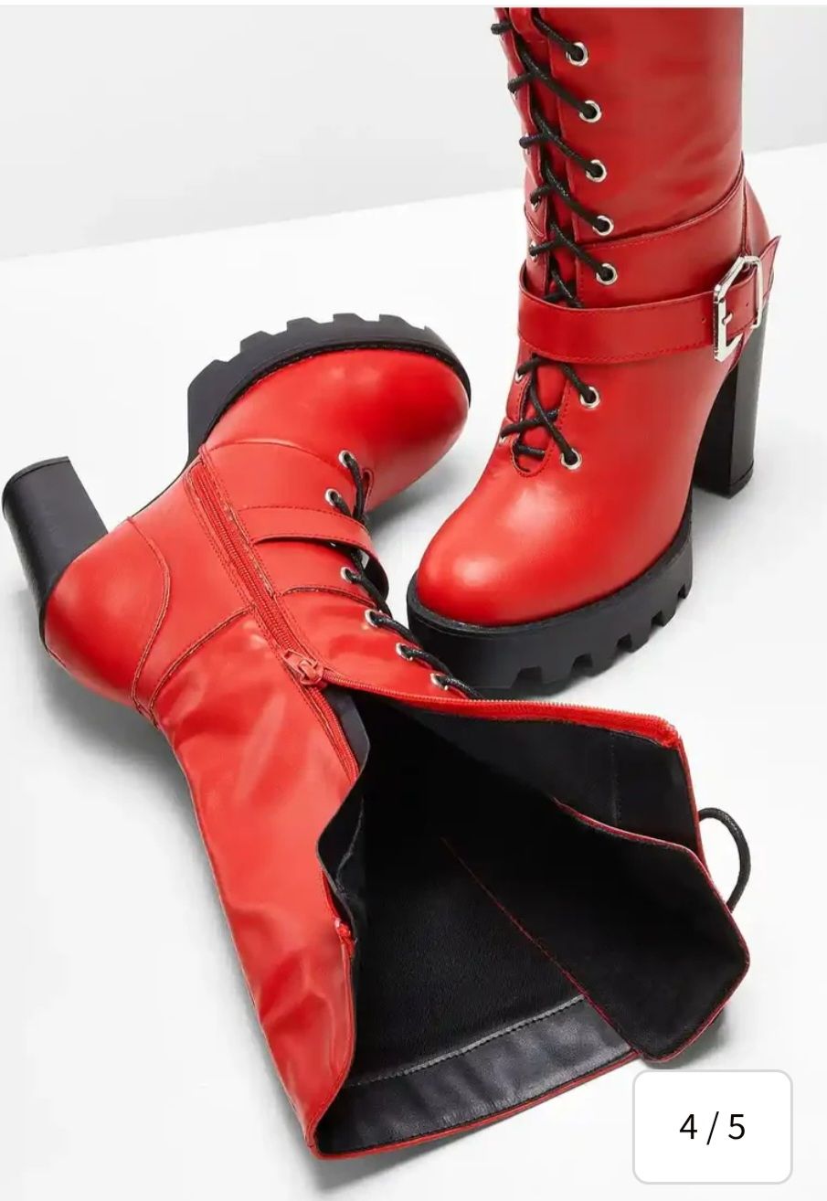 Scarpe da donna: Rote Schnürstiefel, Gr. 37, Neu – Nuovo e nell'imballaggio originale da Zürich venduto da stefanella 5
