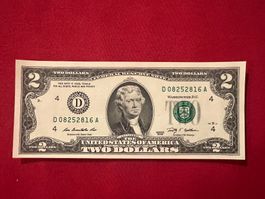 2 DOLLAR $ US 🇺🇸 Banknote (ungefaltet) 1Stk.Top Zustand ❣️