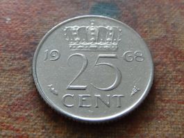 PAYS-BAS  Nederland  25  Cent  1968