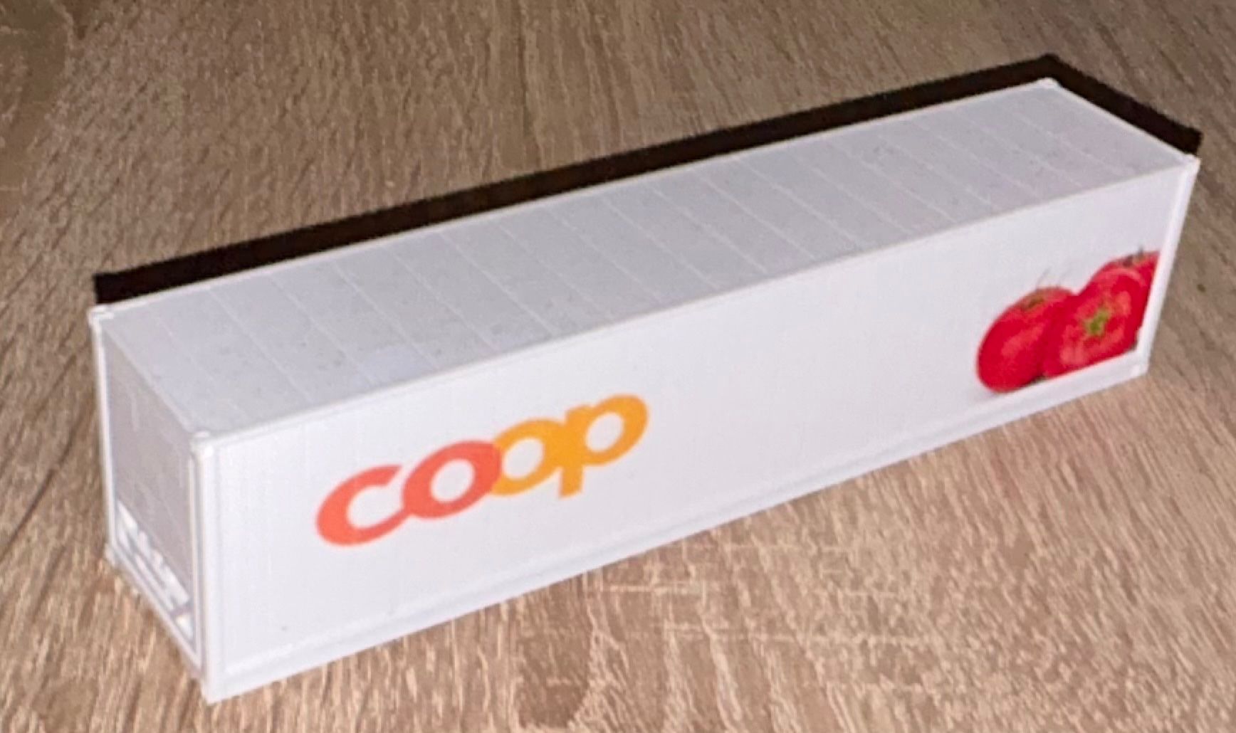 Roco Modellini di ferrovie: 1:87 Coop Kühlcontainer 45ft Tomaten – Nuovo e nell'imballaggio originale da Belp venduto da AEMA-Modellbau 1