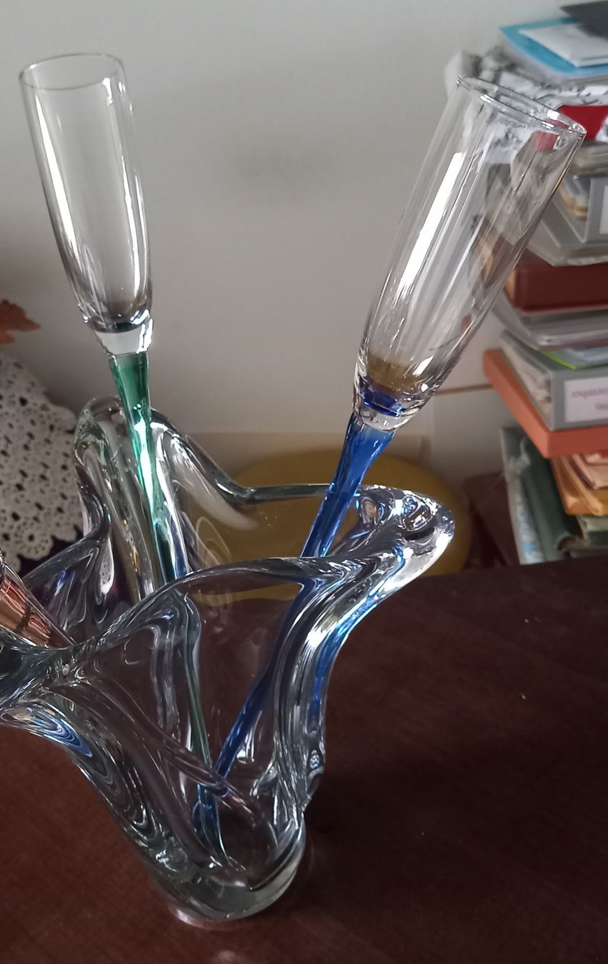Murano Vasi & Recipienti: Flûtes à Champagner mit Murano Vase. – Usato da Greifensee venduto da YMCA1943 1