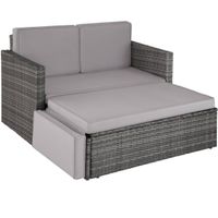 Rattan Lounge Sofa 2-Sitzer mit Hocker BELTORA