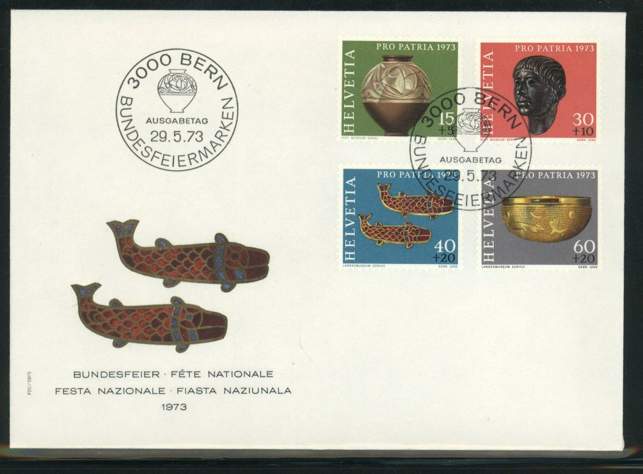 Tutti i francobolli: 1973, Pro Patria, FDC (1) – Usato da Willisau venduto da Vollstempel