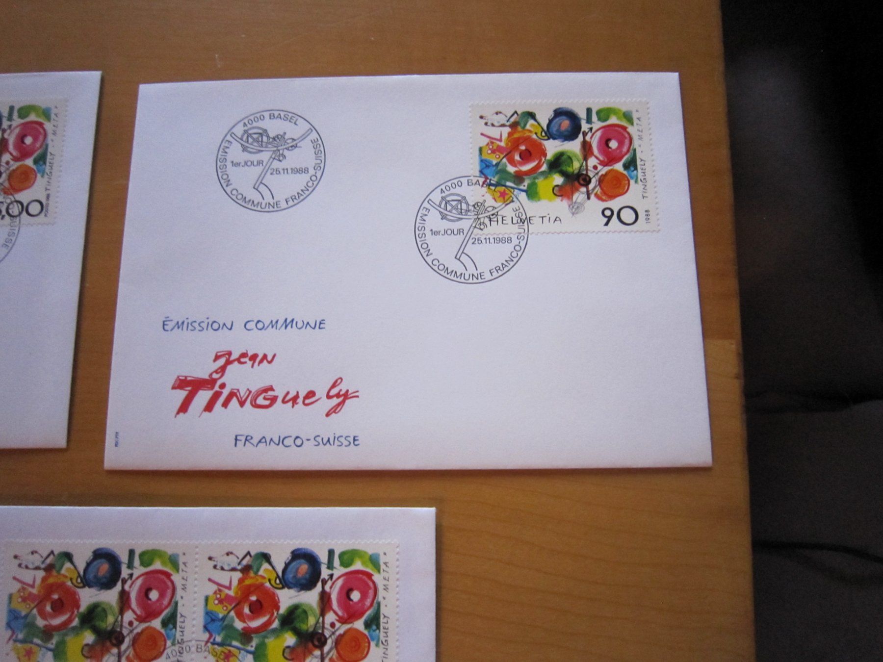 Tutti i francobolli: CH 1988 FDC Tinguely mit grossbrief 4er Block – Usato da Gordola venduto da Polentaefung 2