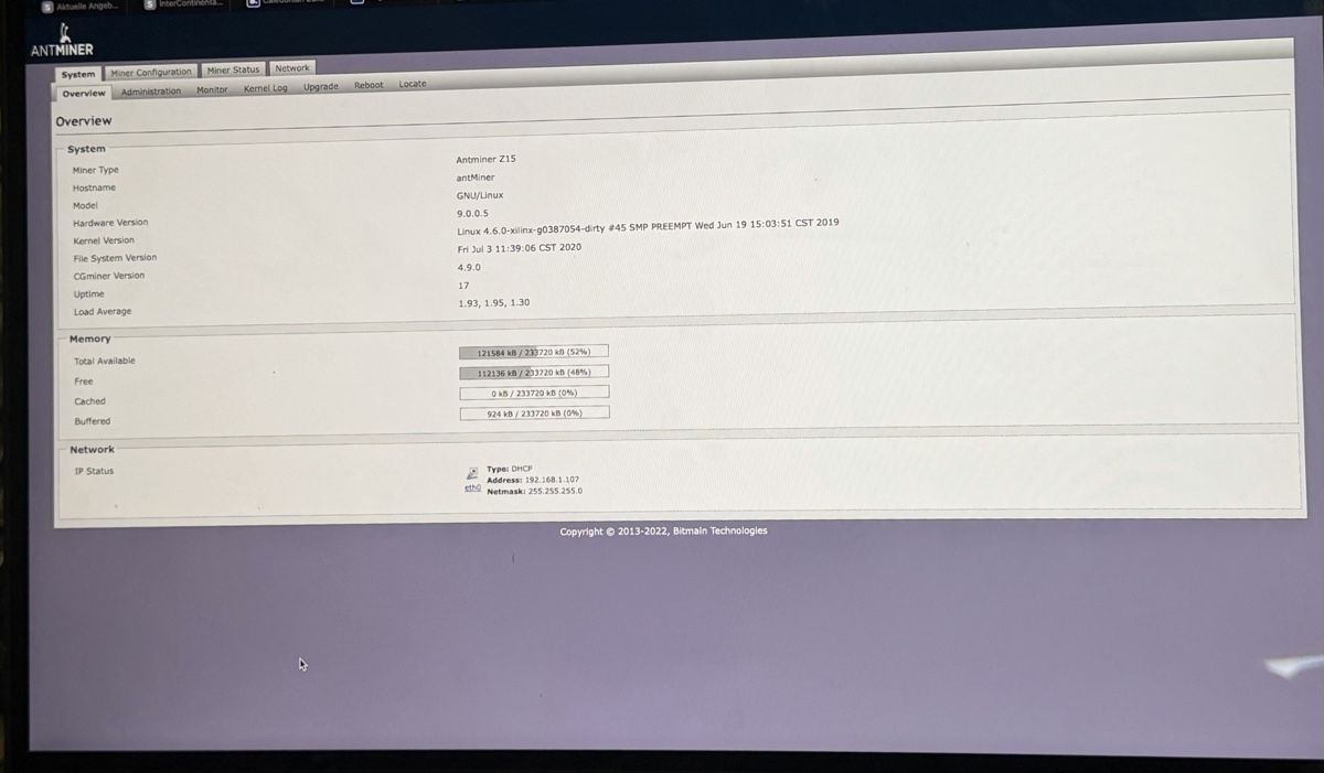 Antminer z15 420ksol Neuwertig (Neu (gemäss Beschreibung)) in Bürglen ...