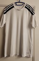 Maglietta sportiva Adidas bianca con strisce nere, taglia M