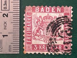Alte Baden 3 Kreuzer Briefmarke (ca 1862 - 1866)