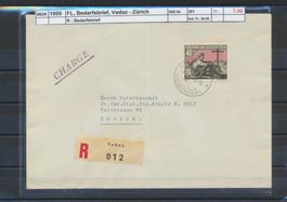 1955 FL, R - Bedarfsbrief, "Vaduz - Zürich"