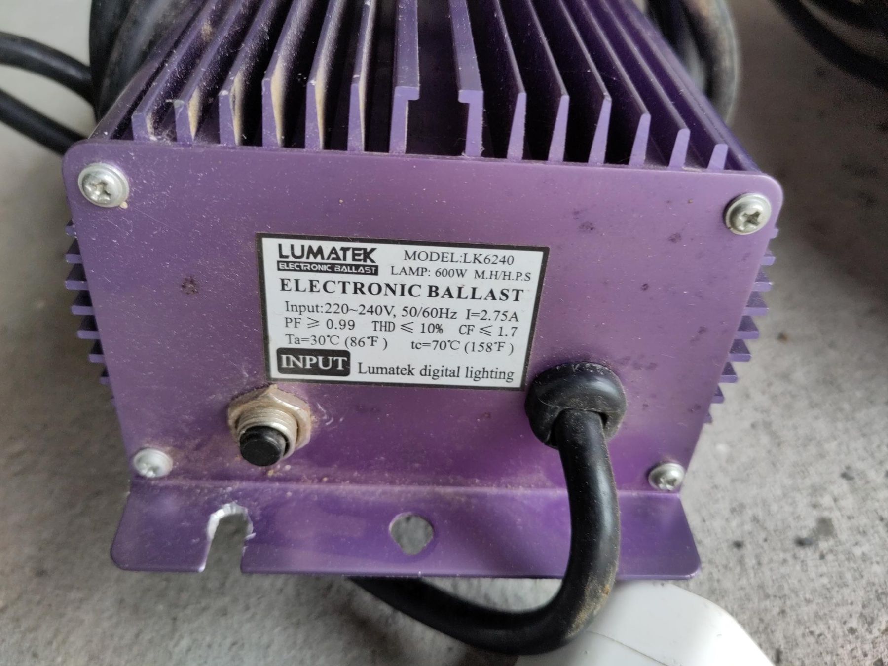 Alimentazione elettrica: Lumatek Electronic Ballast 600W – Usato da Capolago venduto da Bomberz 1