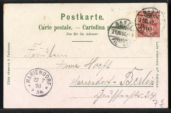 Cartes postales: Litho Basel, Teilansicht, Rathaus, St. J – D'occasion à Berlin par bartko-reher 1