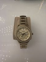 Fossil Damenuhr Gold mit Steinen, Top Zustand