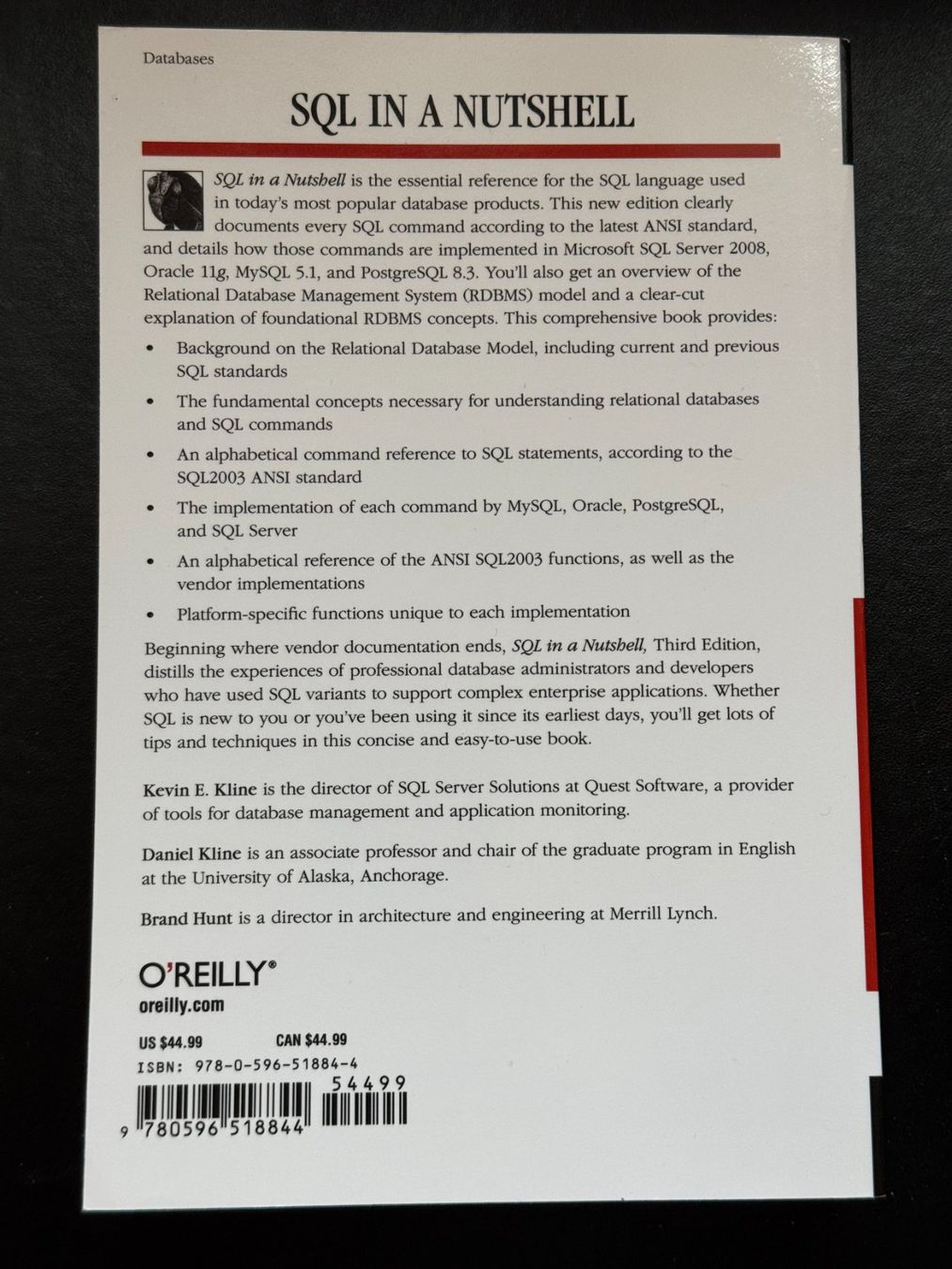 Bücher: SQL in a nutshell - Kline (3rd edition) – Gebraucht aus Luzern von tim1337 1