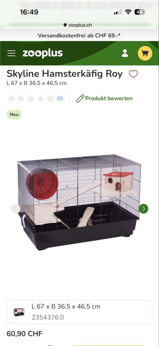 Skyline Gabbie, trasporto & Sicurezza: Skyline Hamsterkäfig Roy – Nuovo e nell'imballaggio originale da Mörigen venduto da Brassia 1