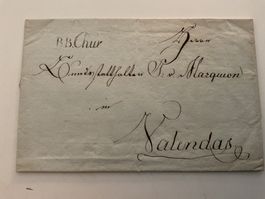 1816 Langstempel B.B. Chur - Valendas, Siegel, Wasserzeichen