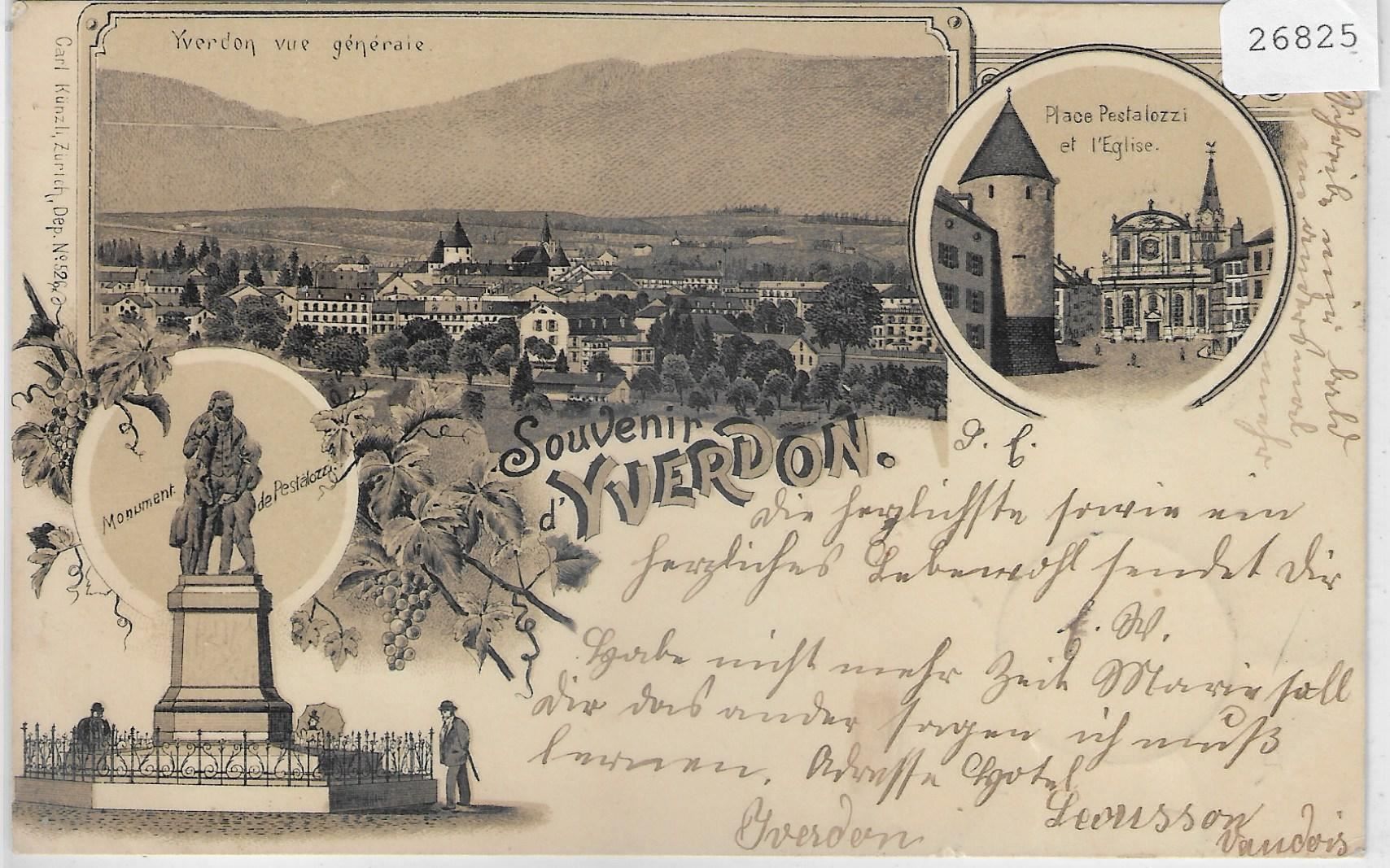 Cartoline postali: Souvenir de Yverdon - Litho 1898 – Usato da Ettingen venduto da Kartenplanet