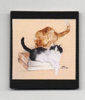 Leporello Katze, Kalligraphie, mit Katzenbild von Dédé Moser